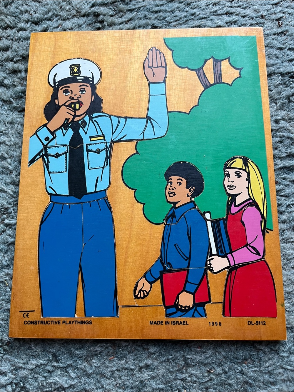Constructive Playthings Wood Puzzle Vintage 1996 School Crossing Police DL-5112